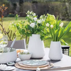 Vases>Kirklands Home Floral Meadow Embossed Vase White