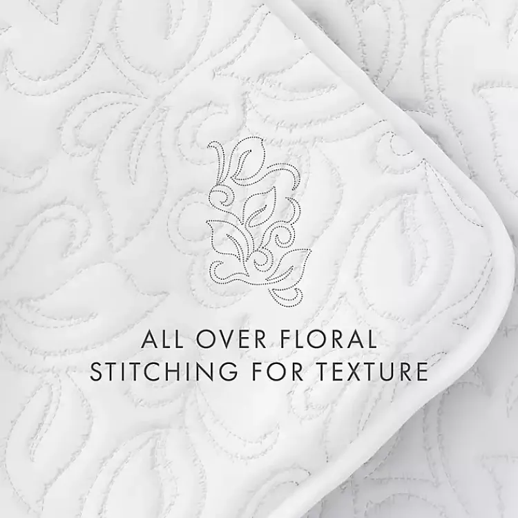 Kirklands Home Floral Stitch 3-pc. King Quilt Set White Best
