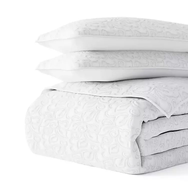 Kirklands Home Floral Stitch 3-pc. Queen Quilt Set White Outlet