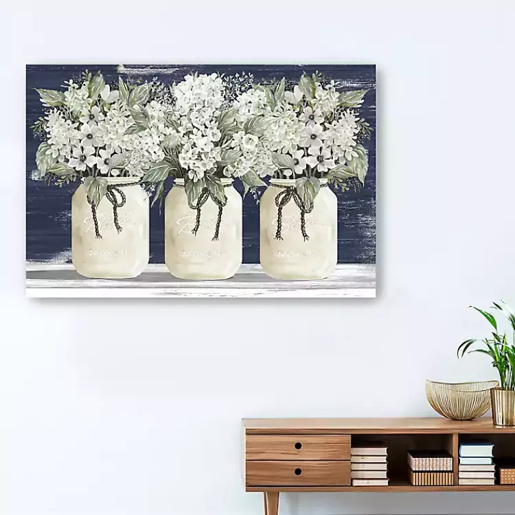 Kirklands Home White Floral Trio Giclee Canvas Art Print