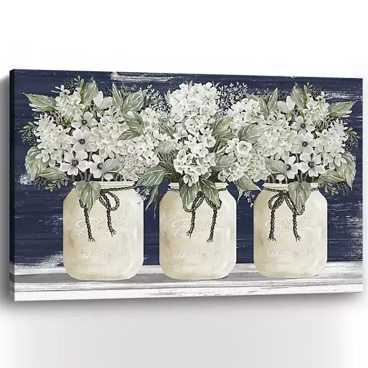Kirklands Home White Floral Trio Giclee Canvas Art Print