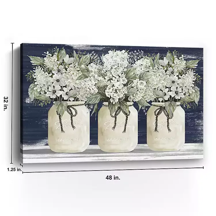 Kirklands Home White Floral Trio Giclee Canvas Art Print
