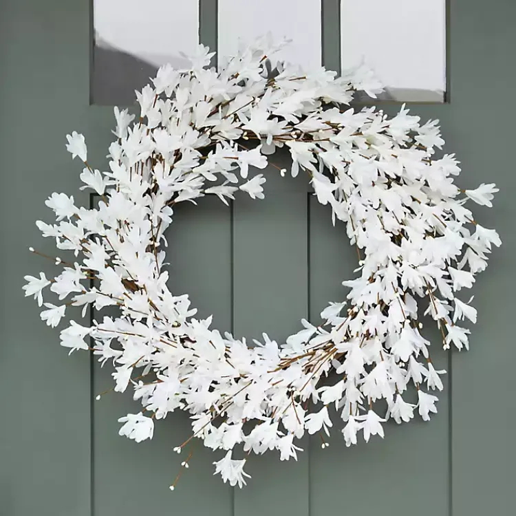 Wreaths>Kirklands Home Forsythia Flowers Wreath White