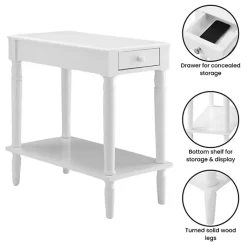Kirklands Home French Country Single Drawer Accent Table White Outlet