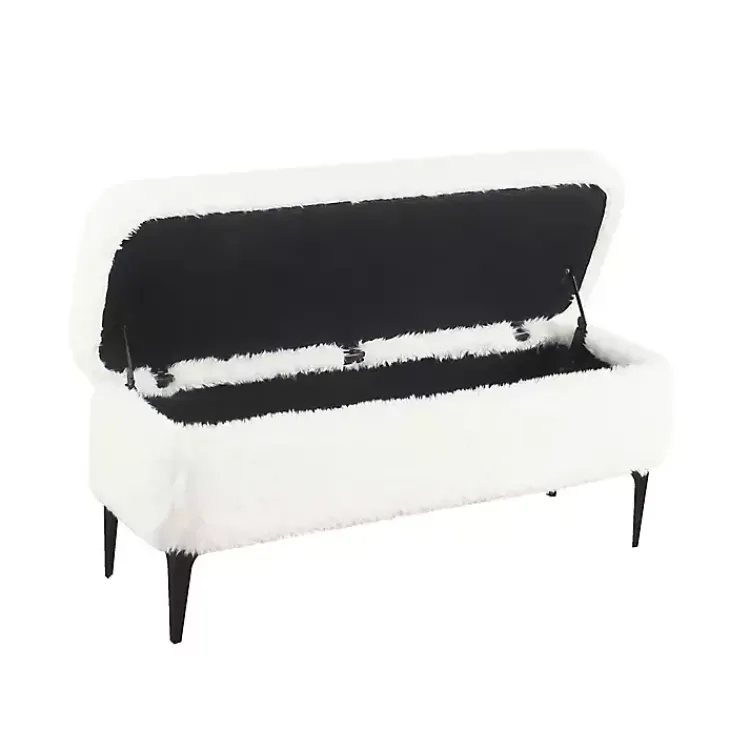 Kirklands Home Fur Storage Bench White Hot