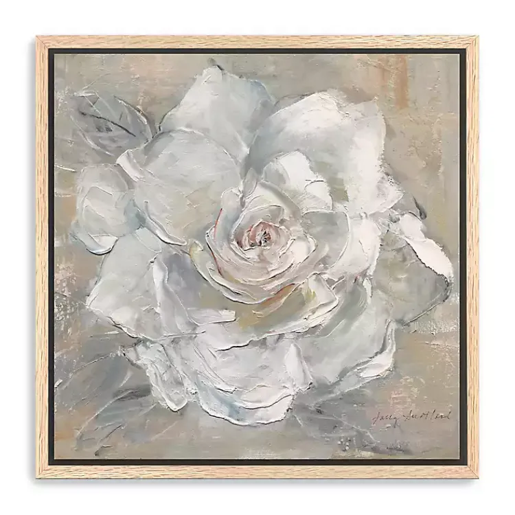 Kirklands Home White Gardenia Flower Framed Canvas Art Print Clearance