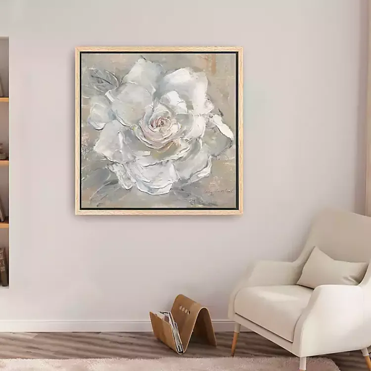 Kirklands Home White Gardenia Flower Framed Canvas Art Print Clearance