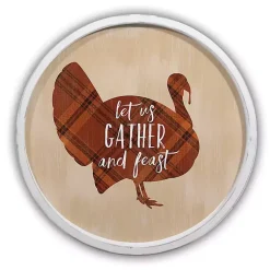 Fall>Kirklands Home Gather & Feast Plaid Wall Plaque White