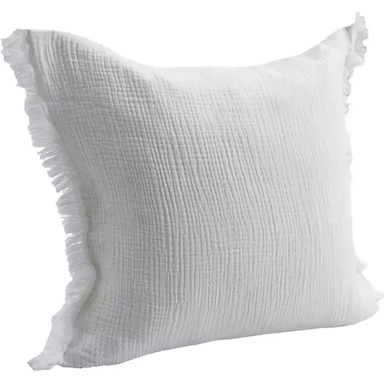 Pillows>Kirklands Home Gauze Organic Fringe Throw Pillow White