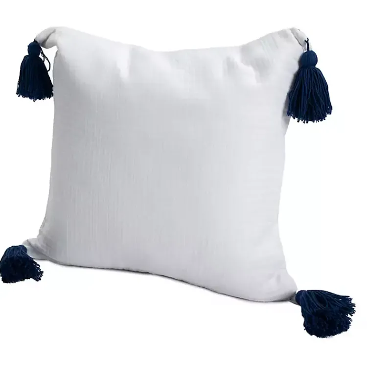 Pillows>Kirklands Home Gauze Organic Tassel Throw Pillow White