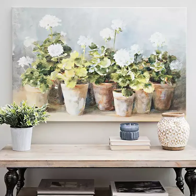 Kirklands Home White Geraniums Canvas Art Print, 40x26 in. Clearance