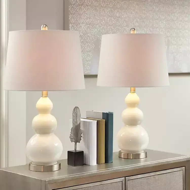 Kirklands Home Glass Covey Table Lamps, Set of 2 White