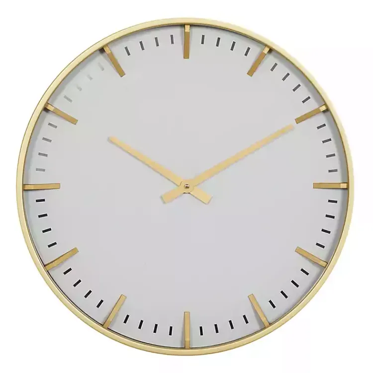 Kirklands Home Glass Frame Gold Accent Wall Clock White Online