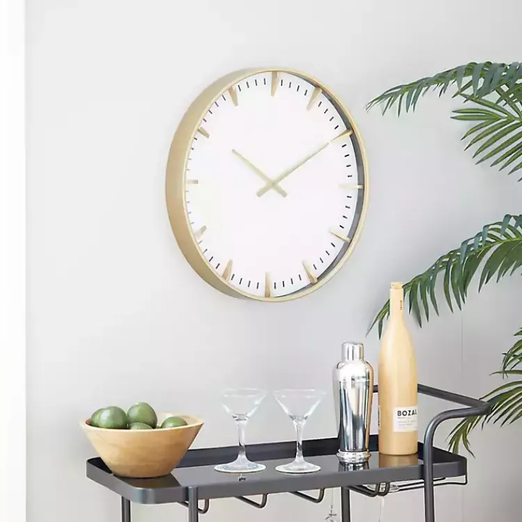 Kirklands Home Glass Frame Gold Accent Wall Clock White Online