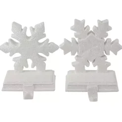 Christmas Stockings & Stocking Holders>Kirklands Home Glitter Snowflake Stocking Holders, Set of 2 White