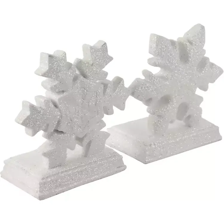 Christmas Stockings & Stocking Holders>Kirklands Home Glitter Snowflake Stocking Holders, Set of 2 White