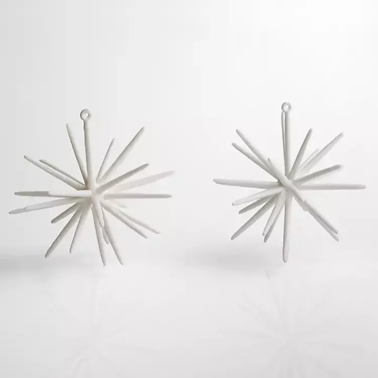 Christmas Ornaments>Kirklands Home Glitter Sputnik Ornaments, Set of 2 White