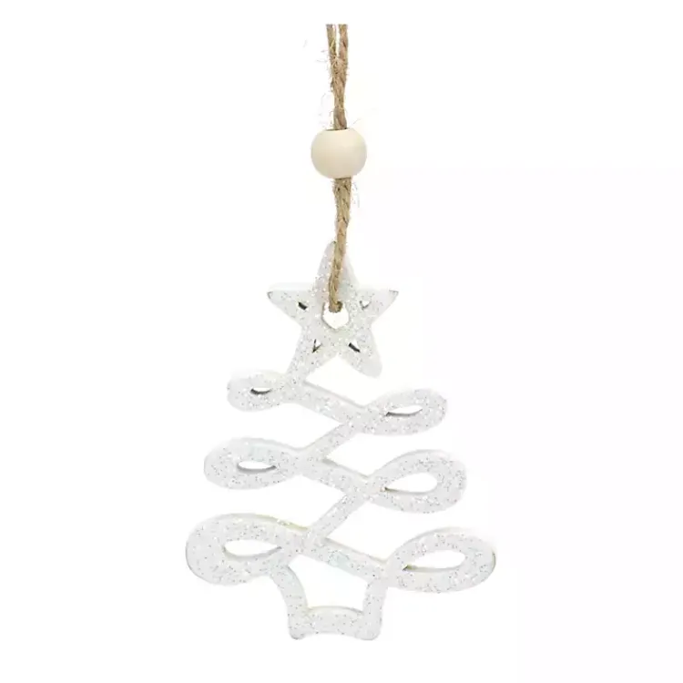 Christmas Ornaments>Kirklands Home Glitter Trees Christmas Ornaments, Set of 9 White