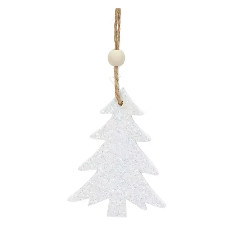 Christmas Ornaments>Kirklands Home Glitter Trees Christmas Ornaments, Set of 9 White