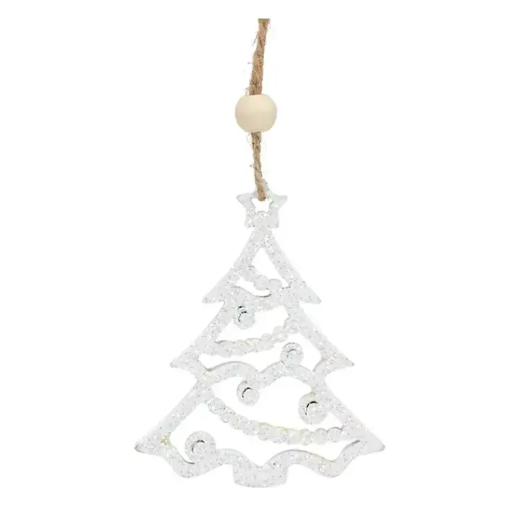 Christmas Ornaments>Kirklands Home Glitter Trees Christmas Ornaments, Set of 9 White