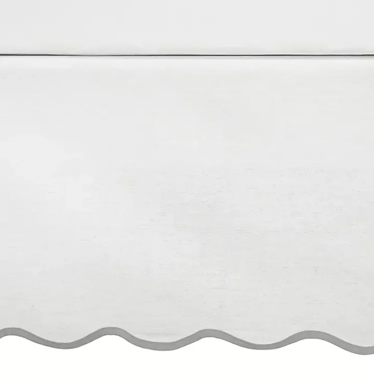 Kirklands Home White Gray Scalloped Coastal Queen Bed Skirt Discount