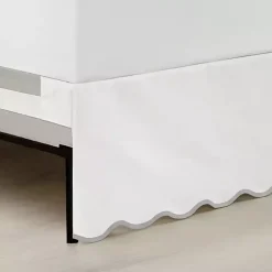 Kirklands Home White Gray Scalloped Coastal Queen Bed Skirt Discount