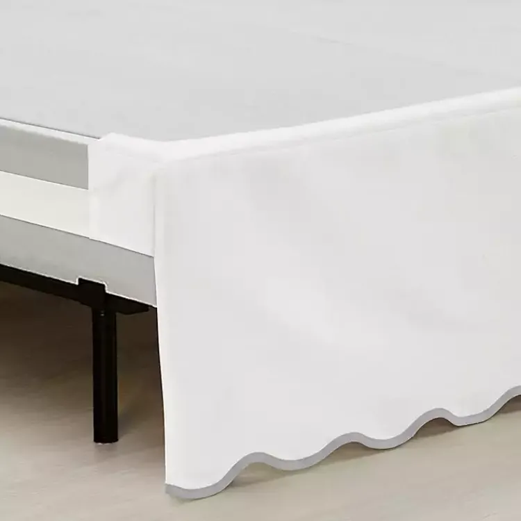 Kirklands Home White Gray Scalloped Coastal Queen Bed Skirt Discount