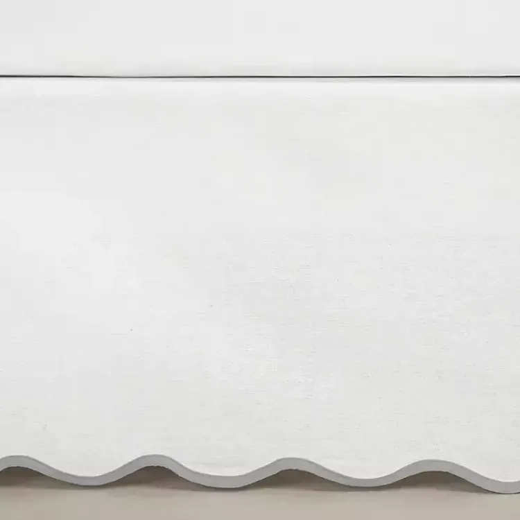 Kirklands Home White Gray Scalloped Coastal Queen Bed Skirt Discount