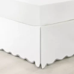 Kirklands Home White Scalloped Coastal King Bed Skirt Gray