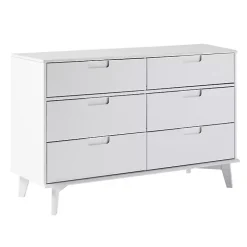 Kirklands Home Grooved Handle 6-Drawer Dresser White New