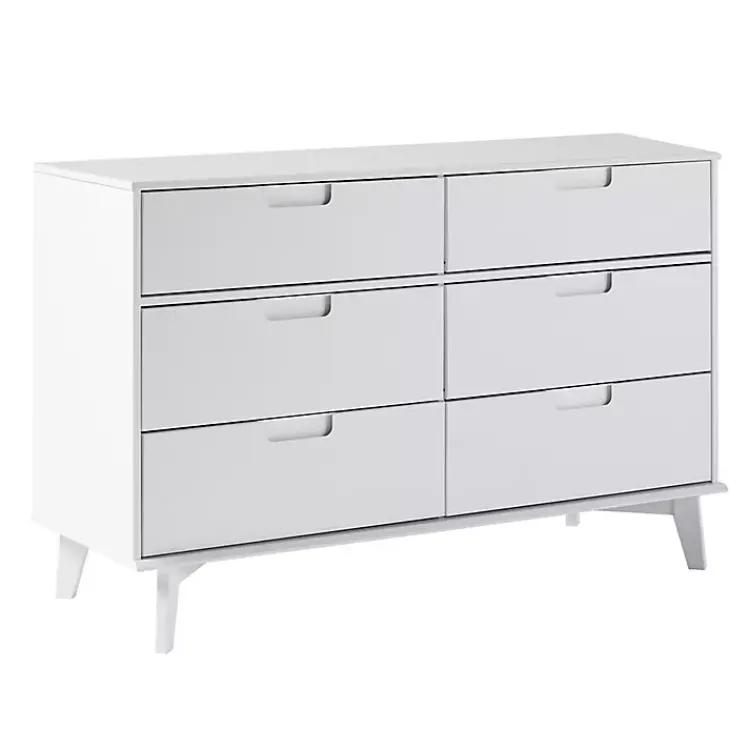Kirklands Home Grooved Handle 6-Drawer Dresser White New