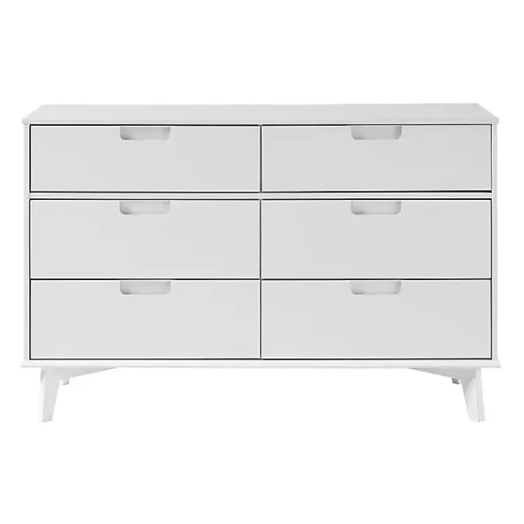 Kirklands Home Grooved Handle 6-Drawer Dresser White New