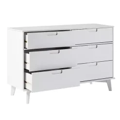 Kirklands Home Grooved Handle 6-Drawer Dresser White New