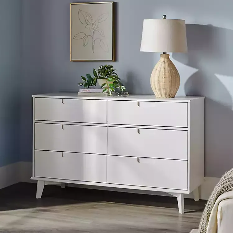 Kirklands Home Grooved Handle 6-Drawer Dresser White New