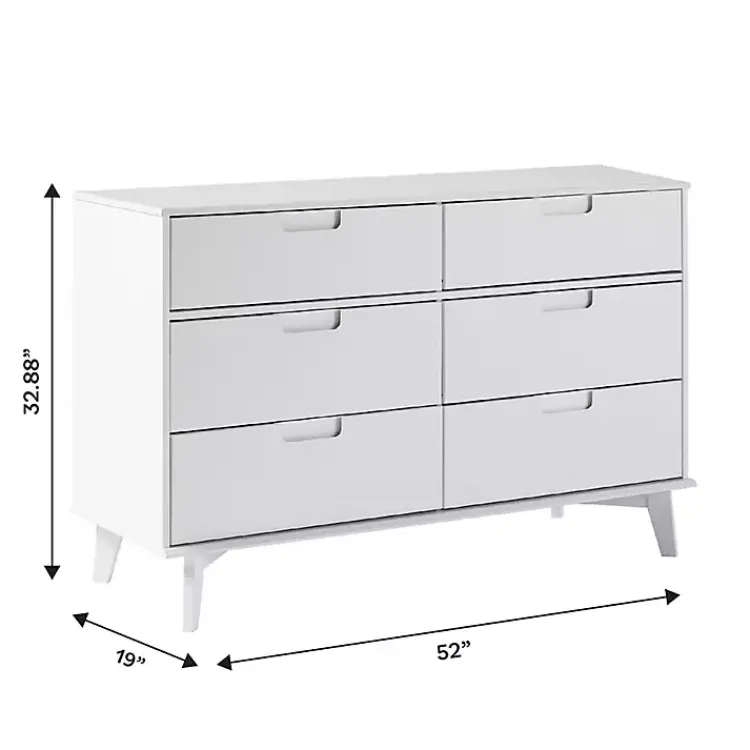 Kirklands Home Grooved Handle 6-Drawer Dresser White New