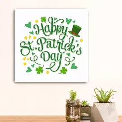 St Patricks Day Decorations>Kirklands Home Happy St. Patrick's Day Canvas Art Print White