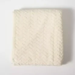 Blankets & Throws>Kirklands Home Heavenly Herringbone Plush Throw White