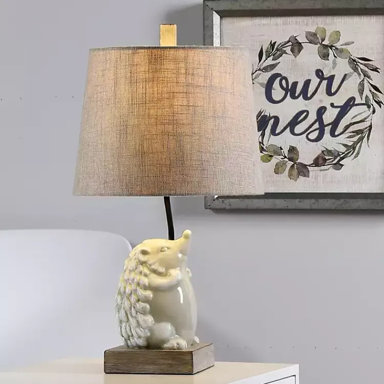 Kirklands Home White Hedgehog Accent Table Lamp Tan Outlet