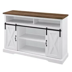 Kirklands Home Highboy Sliding Barn Door Media Cabinet White
