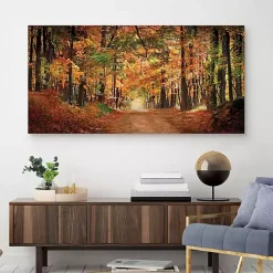 Kirklands Home White Horse In Autumn Canvas Art Print Orange Clearance