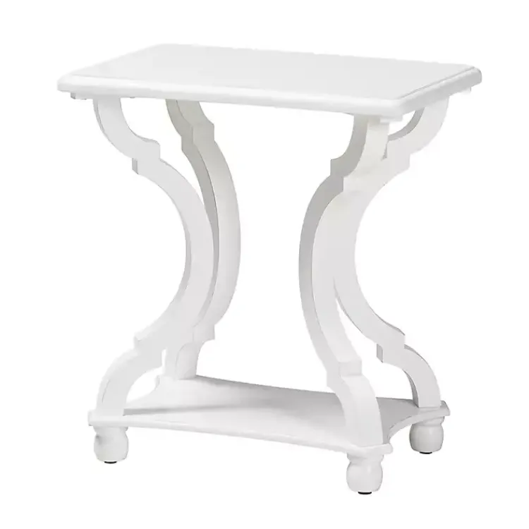 Kirklands Home Hourglass Wood Accent Table White