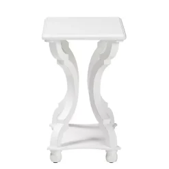 Kirklands Home Hourglass Wood Accent Table White