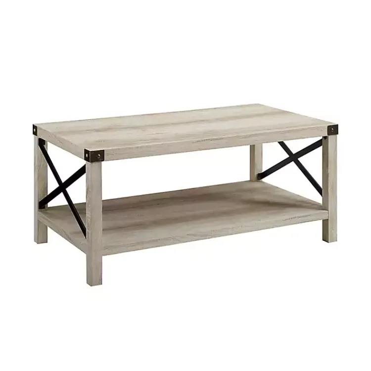 Kirklands Home Industrial X-Frame Coffee Table White Outlet