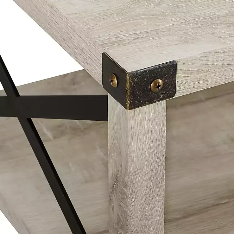Kirklands Home Industrial X-Frame Coffee Table White Outlet