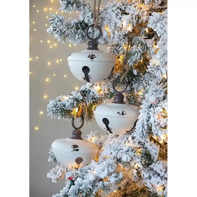 Christmas Ornaments>Kirklands Home Iron Bell Christmas Ornament White