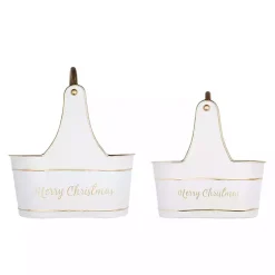 Christmas Decorations>Kirklands Home Iron Merry Christmas Baskets, Set of 2 White