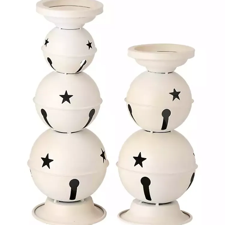 Christmas Decorations>Kirklands Home Jingle Bells Candle Holders, Set of 2 White