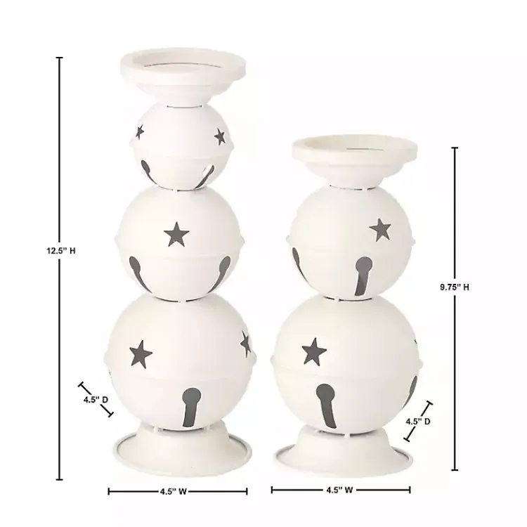 Christmas Decorations>Kirklands Home Jingle Bells Candle Holders, Set of 2 White
