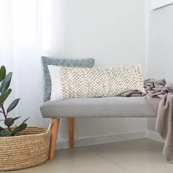 Pillows>Kirklands Home Jute Hand Knotted Lumbar Pillow White