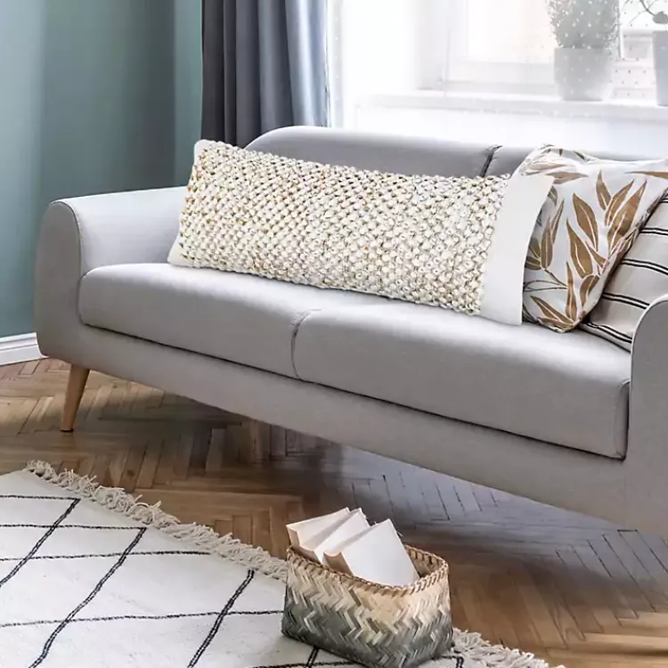 Pillows>Kirklands Home Jute Hand Knotted Lumbar Pillow White